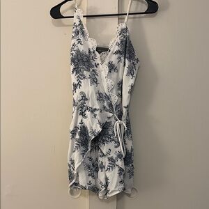 Soprano White and Blue Lace Romper